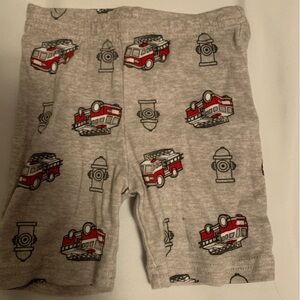 Gray Shorts with Fire Truck Print